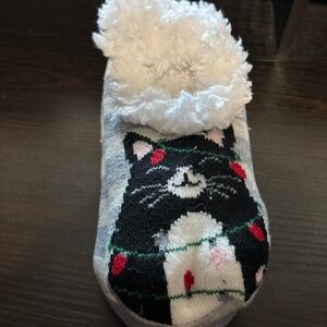 Black Cat Christmas Slipper Socks